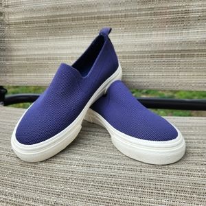 EUC Zara Kid's Fabric Sneakers No Laces Blue Unisex